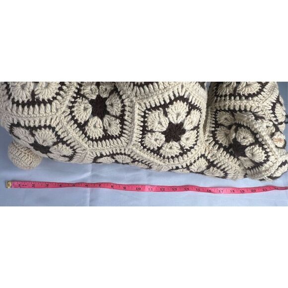 Max the bulldog African flower print crochet tan brown stuffed animal handmade - Picture 6 of 6